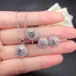 S925 Silver Rhodium Plated 2ct D VVS Round Cut Moissanite Diamond Women Engagement Wedding Ring