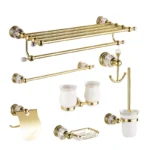 Stainless Steel Bathroom Accessories Set Wall Mount Towel Rack Set Polish Gold