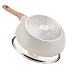 12PCS White Black High Quality Nonstick Medical Stone Wooden Handle Frying Pan Wok Soup Pots Granite Cookware Set