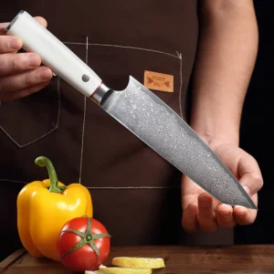 XITUO 67-Layer Damascus Steel Kiritsuke Chef Knife, ABS White Handle