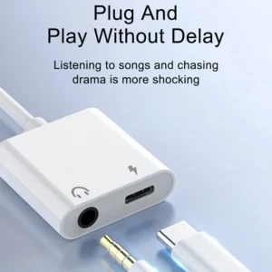 Dual USB Type C 2-in-1 Audio Splitter Fast Charge S20 Ultra S10 9 Note10 Plus Adapter with 3.5mm Headphone for Mobile Phones