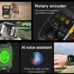 1.85 HD Large Screen Outdoor Design IP68 Waterproof Mud Proof Body Temperature Monitor High Quality Smart Watch MK66