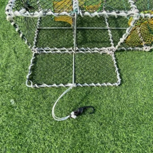 HDPE Aquaculture Trap Cage Square Ocean Crab Pot Fish Bait Trap Multifilament Style Features Metal Coating Frame