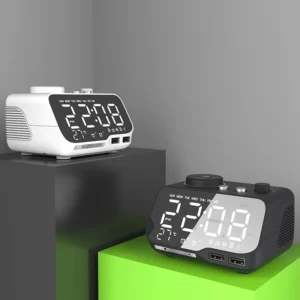 M9 5W Bass Alarm Sound Digital Bedside Sleep Alarm Clock Radio for Bluetooth Speaker Desk Charger in Blue for Hotels