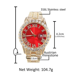 Hip Hop Rhinestone Watch Luxury Wrist Watch Quartz Watch for Women