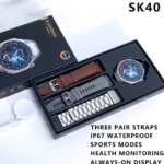 SK40 Men Sport Smart Watch With 3 Straps BT Call 1.53Inch Round Voice Assistant Fitness Tracker Waterproof Heart Rate Smartwatch