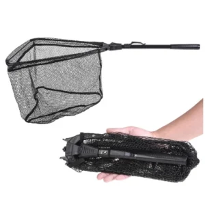 78CM Folding Fish Landing Net Portable Collapsible Triangular Fly Fishing Long Handle  Landing Net