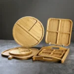 16-Inch Healthy Bamboo Serving Tray with Handle for Restaurant Breakfast Hotel Wooden Food Serving Tray