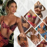 JSN7099 Women Leopard Bandage Swimsuit Bikini Cover up Dress Swim Bathing Suit 3pcs Beach Wear Swimwear