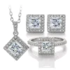 square moissanite jewelry set