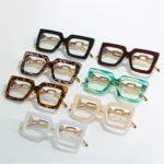 Optical Glasses High End Chain Temple Acetate Big Square Vintage Spring Sunglasses