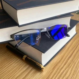 Anti Blue Light Opptical Metal TR90 Half Rim Small Rectangle Kacamata Photocromic Male Man Photogray Anti Reflection Glasses