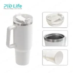 PYD Life 40oz Travel Tumbler Powder Coating Double Wall Stainless Steel Cup 40oz Cup with Removable Plastic Handle