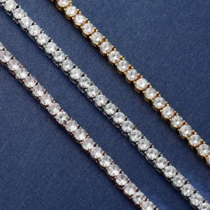 16" 18" 20" Silver Gold Chain 3mm 4mm 5mm Brass CZ Tennis Chain 18k Gold Plated Hiphop Diamond Tennis Chain Jewelry