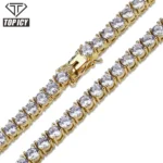 16″ 18″ 20″ Silver Gold Chain 3mm 4mm 5mm Brass CZ Tennis Chain 18k Gold Plated Hiphop Diamond Tennis Chain Jewelry