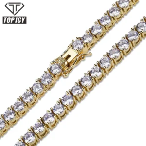16" 18" 20" Silver Gold Chain 3mm 4mm 5mm Brass CZ Tennis Chain 18k Gold Plated Hiphop Diamond Tennis Chain Jewelry