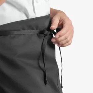 Durable Fade Resistant Black Aprons Waist 3 Pockets Poly Cotton Kitchen Half Waist Apron Adjustable Waiters Waist