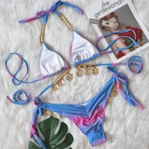 Crystal Rhinestone Bikini Luxury Diamond Swimsuit Jewelry Swimwear Summer Women Beachwear Gradient Designer Bikini Set