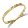 Gold Color Plated-Purple Flower