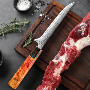 6" Boning Knife Damascus Steel Pro Bone Removal Steak Sushi Salmon Filleting Slicing Cutting Tools by Kitchen Chefs High-end