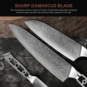 DIY 67-layer Damascus Steel Kitchen Knife Japanese Blade Blank Knives Parts EDC Cooking Knife Meat Sushi Cutter Without Handle
