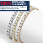 Hip Hop Iced Out Fine Jewelry 2mm 3mm 4mm 5mm 6mm 6.5mm Lab Diamond 925 Silver VVS Moissanite Tennis Chain Necklaces