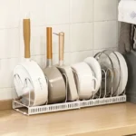Kitchen Pot Rack Adjustable Expandable Pot Lid Holder Organizer for Cabinet Countertop and Under Cabinet Pots Pans Organizer