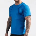 Man Gym Sports Longline T Shirt With Split Round Hem and Reflective Printing