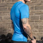 Man Gym Sports Longline T Shirt With Split Round Hem and Reflective Printing