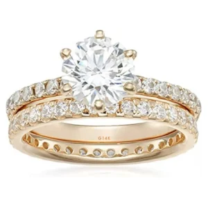 SGARIT Custom Jewelry 14K White Rose Gold VVS1 GRA 1.5ct 7.5mm Moissanite Diamond Wedding Ring Set Jewellery for Couple