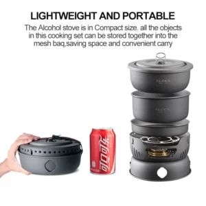 Kingpool Reusable Alocs Portable Outdoor Picnic Camping Pans Stove Cookware Set Pot Mess Kit With Bag