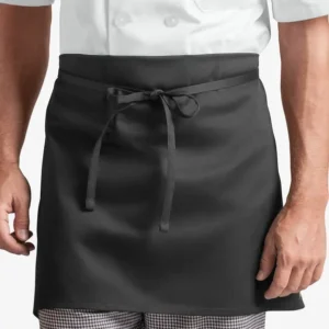 Durable Fade Resistant Black Aprons Waist 3 Pockets Poly Cotton Kitchen Half Waist Apron Adjustable Waiters Waist