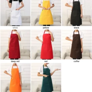 Adjustable Design Polyester Pure Color Black Cooking Food Man Women Garden Bib Chef Kitchen Apron