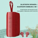 2 in 1 New Outdoor Fabric FM TWS BT TF Card bluetooth Wireless 2 in 1 Speaker Earphone Earbuds Speakers with Charging Box