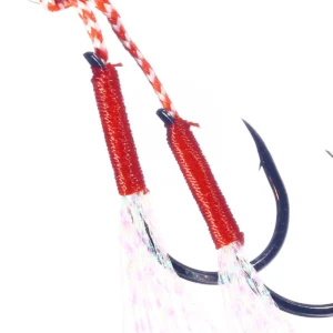 High Carbon Steel Pike Assist Hook with Luminous Tinsel Fishing Hooks Double Fishhook