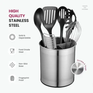 Utensil Organizer	Rotating Stainless Steel Tableware	Storage Bucket Trash Can Kitchen Utensil Holder With Detachable Divider