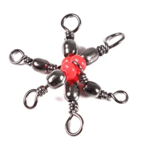 50Pcs/Bag 3 Way Brass Fishing Rolling Barrel Swivel Bearing Connector Solid Ring Swivel Set