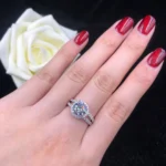 Fine Jewelry S925 Sliver 2ct 8.2mm Moissanite Diamond D  Moissanite Engagement Ring for Women