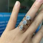 18K Solid Yellow Gold Ring 1 Carat Moissanite Wedding Ring Women