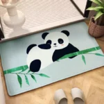 Non Slip Washable Cute Cartoon Panda Absorbent Microfiber Bath Rug Small Bath Mat for Bathroom