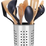 Stainless Steel Cooking Spoon Utensil Holder Kitchen Bamboo Utensil Holder Metal
