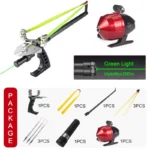 Outdoor Camping Fishing Catapult Exquisite Metal  Fish Dart Rubber Band Fishing Reel Package Fun Shooting Fish