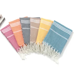 Large Custom Stripe Printed Oversized Turkish Cotton Blend Beach Towel with Tassels for Beach Goers