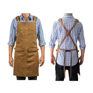 High Quality Heavy Duty Thick Canvas Electrician Men's Cross Back Aprons Men Work Apron With Tool Pockets