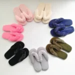 Factory Winter Wholesale slippers Non-slip Fluffy Furry Fur Slide Faux Womens Ladies Fur Flip Flops