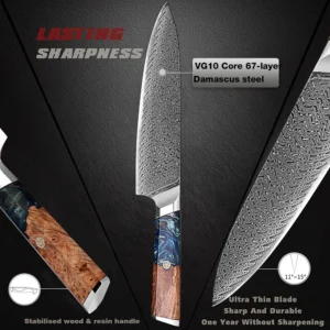 67 Layers Damascus Steel Kitchen Knife Professional Chef's Knife Full Range of Western Knives Restaurant Home Cooking Tools