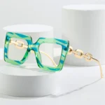Optical Glasses High End Chain Temple Acetate Big Square Vintage Spring Sunglasses