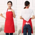 Adjustable Design Polyester Pure Color Black Cooking Food Man Women Garden Bib Chef Kitchen Apron