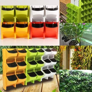 Stackable Vertical Planter Resin Wall Hanging Planter Wall Pocket Self Watering Flower Pot for Strawberries Flowers