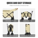 Outdoor Collapsible Camping Cart 600D Oxford Metal Utility Shopping Garden Beach Folding Wagon